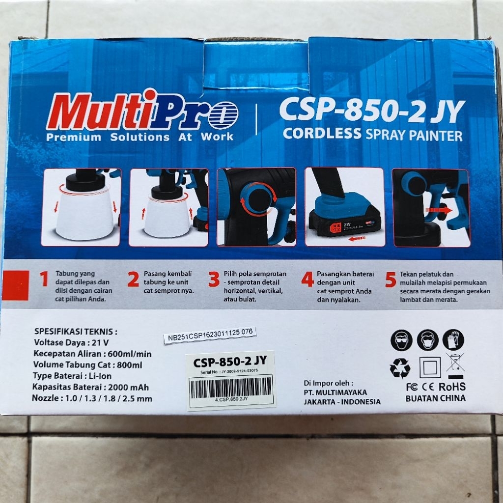 Jual Multipro CSP-850-2 JY Cordless Battery Semprot Cat Air Minyak ...