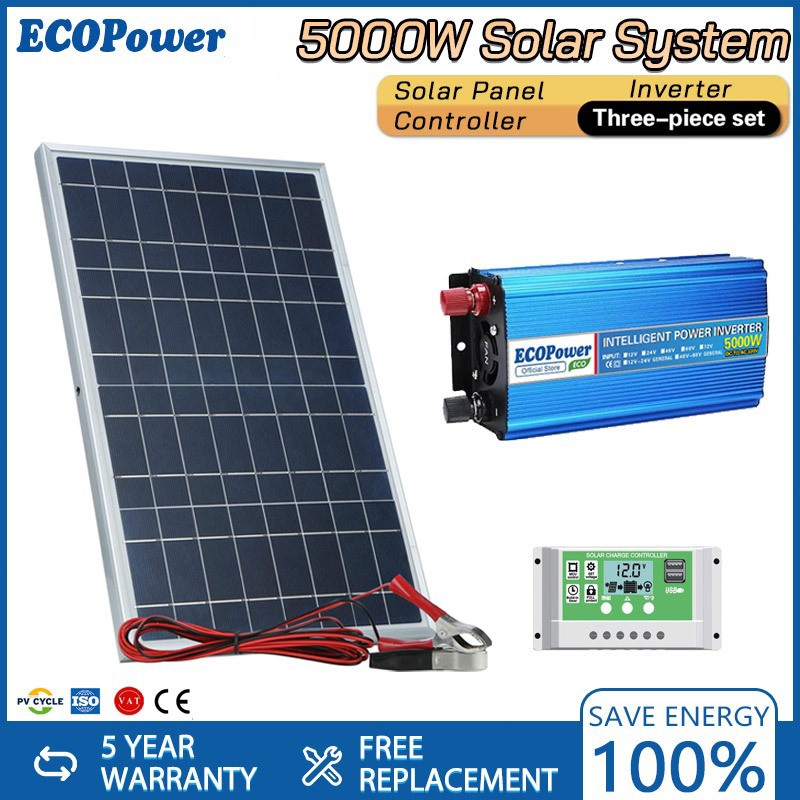 Jual Solar Power System Set 5000W Power Inverter DC12V24V TO AC220V ...