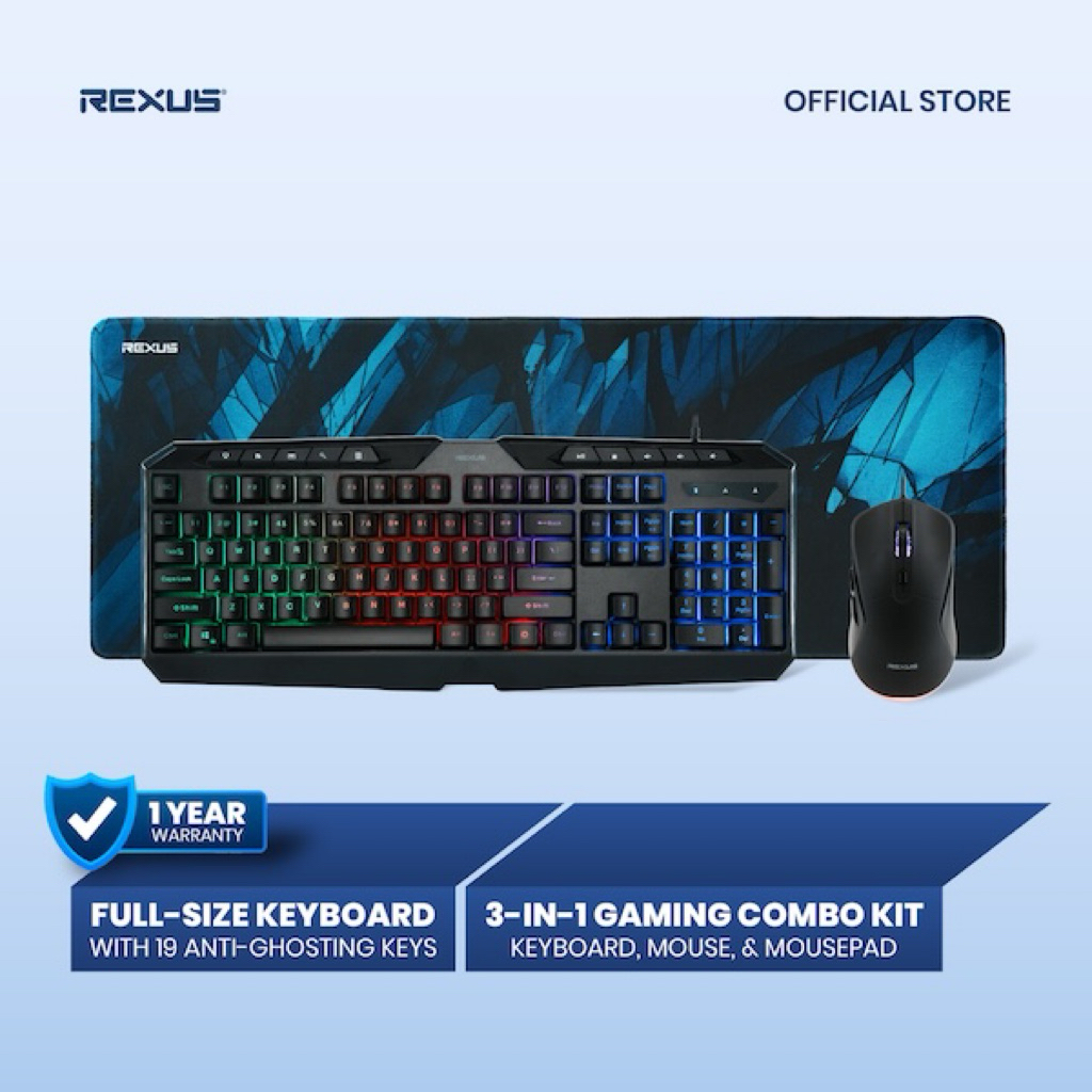 Jual Rexus Warfaction VR1 NEW MODEL / VR4 3in1 Gaming Combo Kit ...