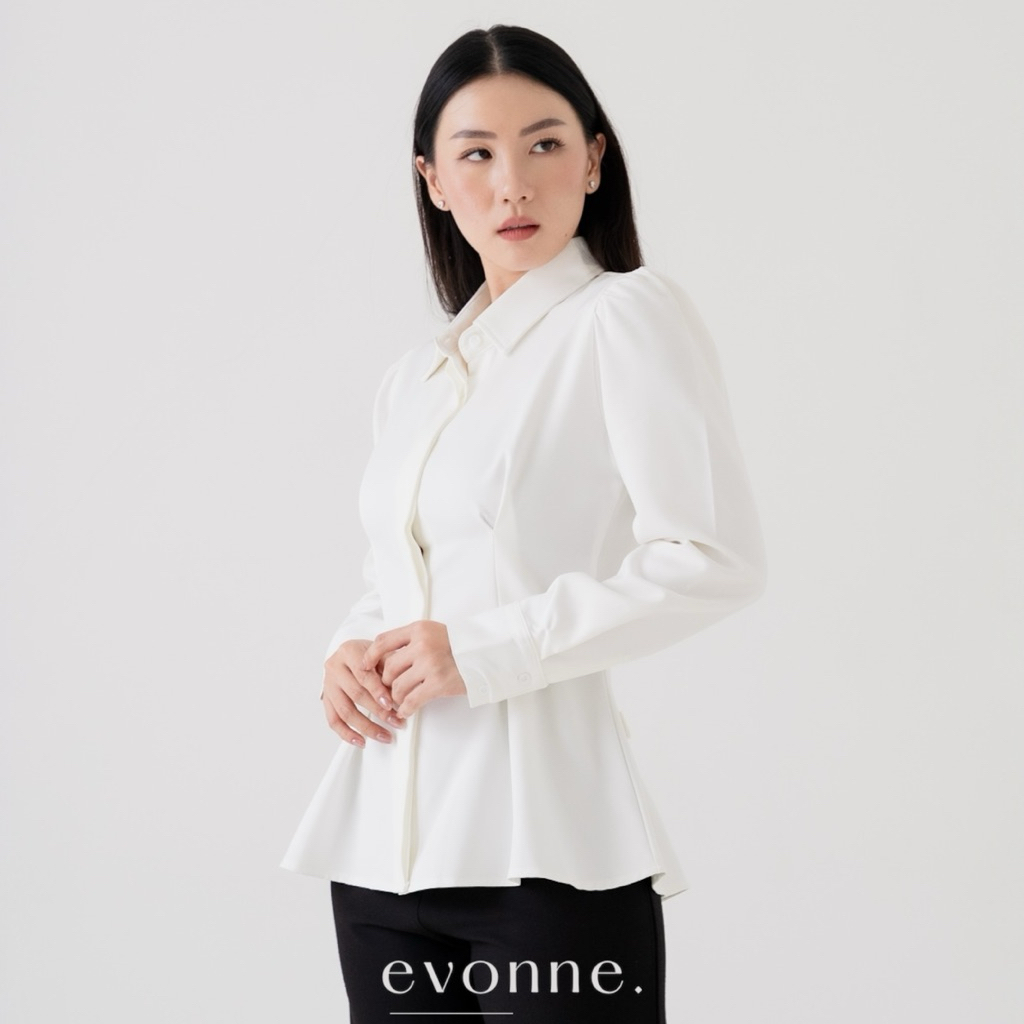 Evonne Nera Kemeja Mewah Wanita Blouse Atasan Elegan Lembut Simple - foto 5