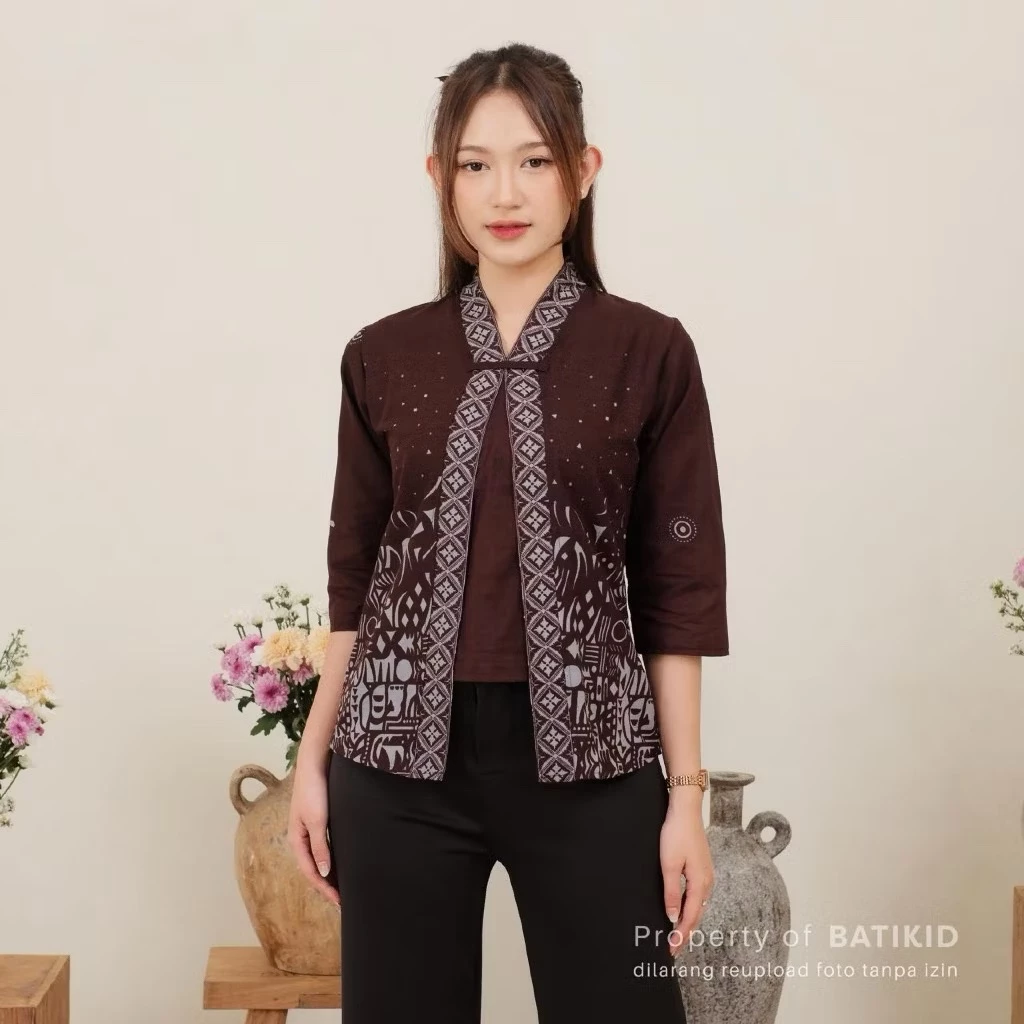 Gambar 3 Atasan Batik Wanita Katun Asli Blouse Bolero Kekinian Pekalongan