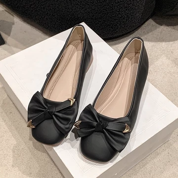 Meirong Sepatu Flat Shoes Maroon Pentopel Kerja Wanita Flat Shoes Lucu Aesthetic Korean Style