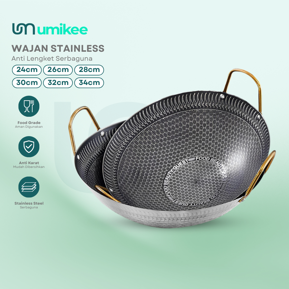 Jual Umikee Wajan Stainless Premium 3 Ukuran Wajan Stainless Anti ...