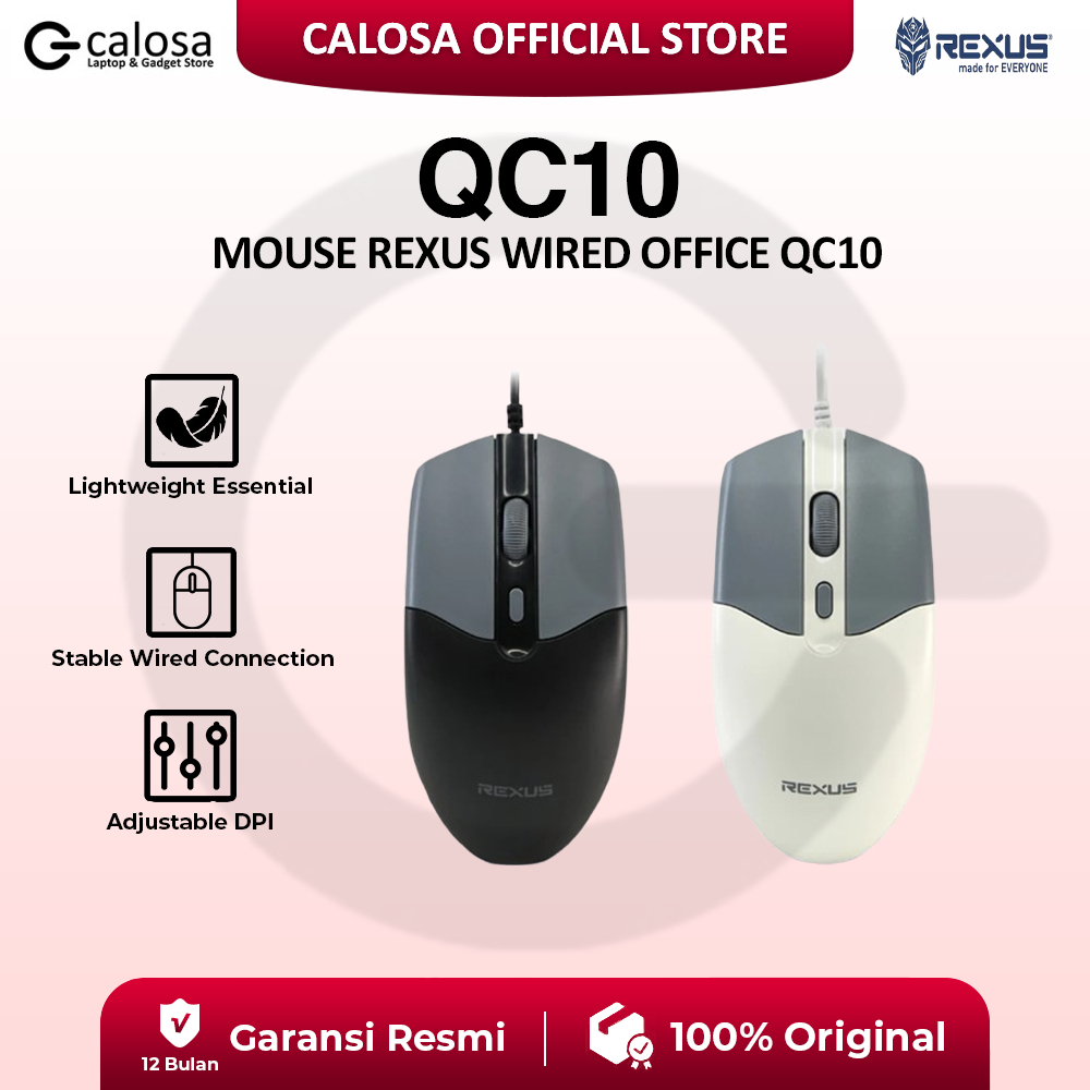 Jual MOUSE REXUS WIRED QC10 QC 10 OFFICE BLACK GREY GRAY MOUSE KABEL ...