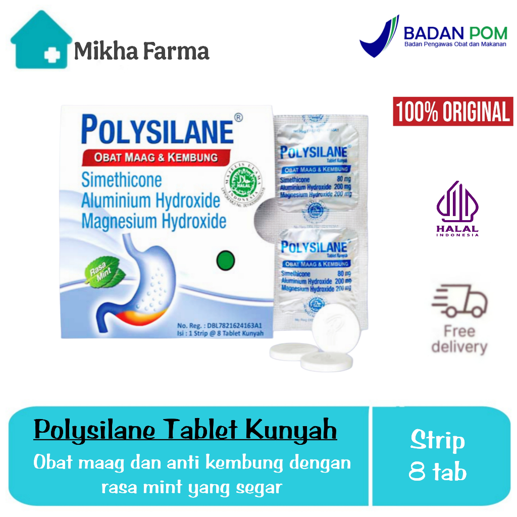 Jual Polysilane Tablet Kunyah - Obat Sakit Maag, Kembung, Asam Lambung ...