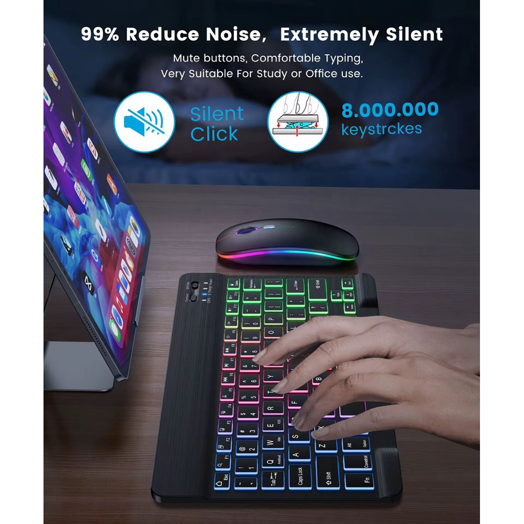 Jual RGB keyboard LED Color Backlight Wireless keyboard And mouse Set ...