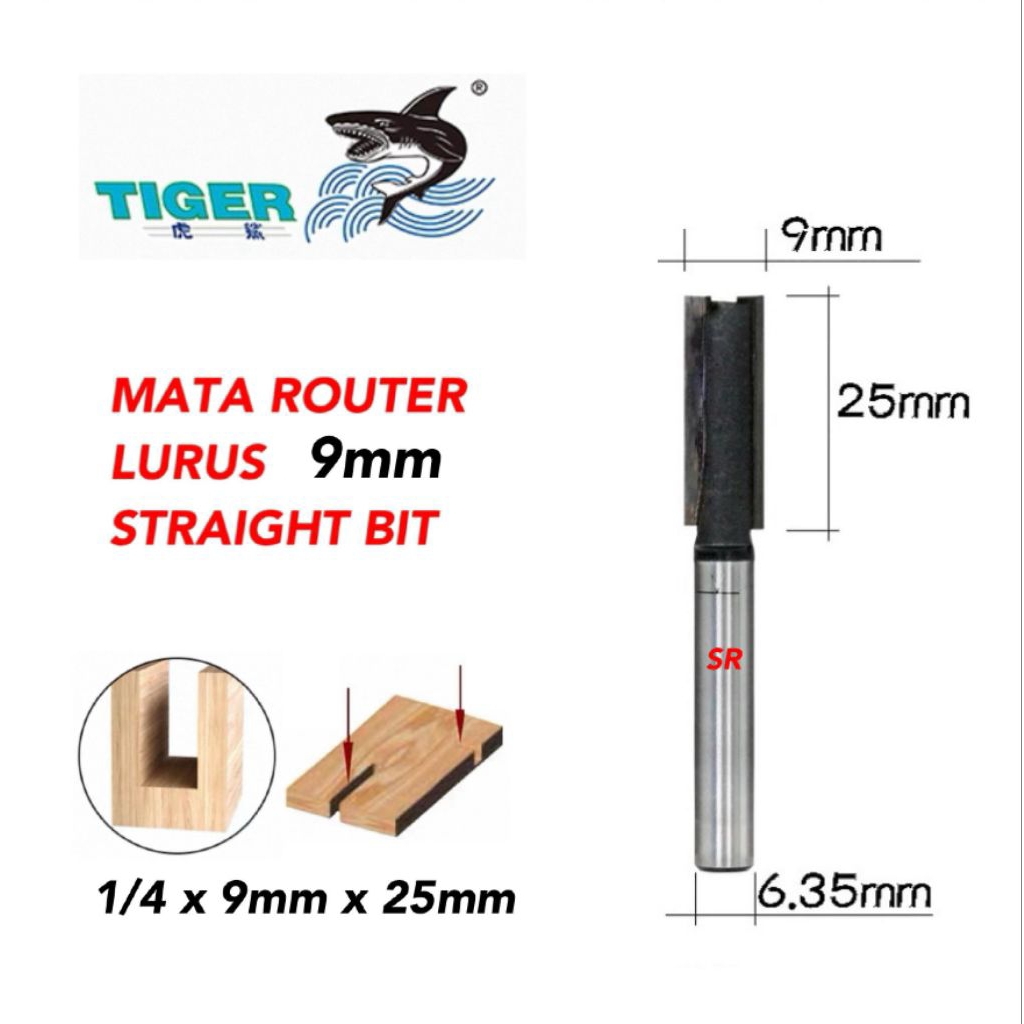 Jual Mata Profil/ Router Lurus 9 mm/ Straight Bit TIGER | Shopee Indonesia
