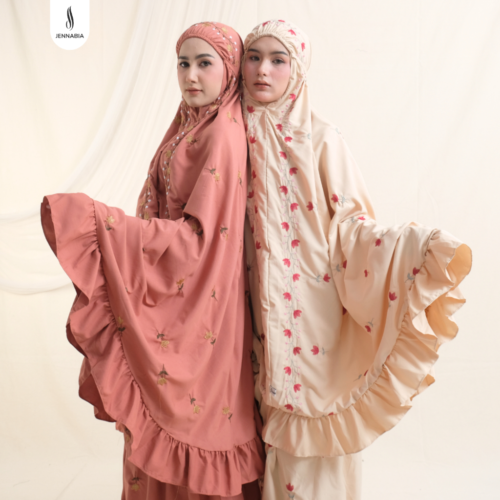 JENNABIA - Mukena Dewasa Jumbo Bordir Salsabila Bahan Adem Premium Rempel Mewah Tidak Menerawang Elegan Cantik Mukenah Terbaru