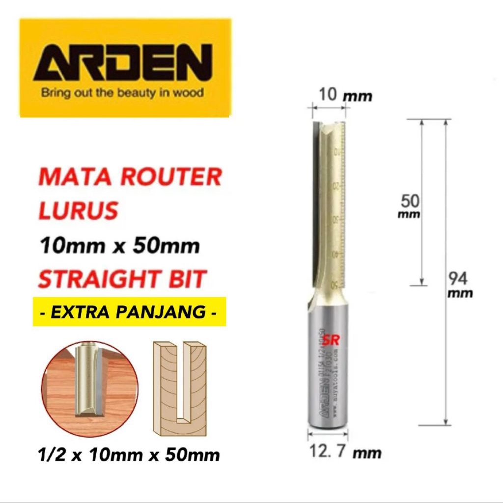 Jual Mata Router/ Profil Lurus 10mm × 50mm As 1/2 Straight Bits Merk ...