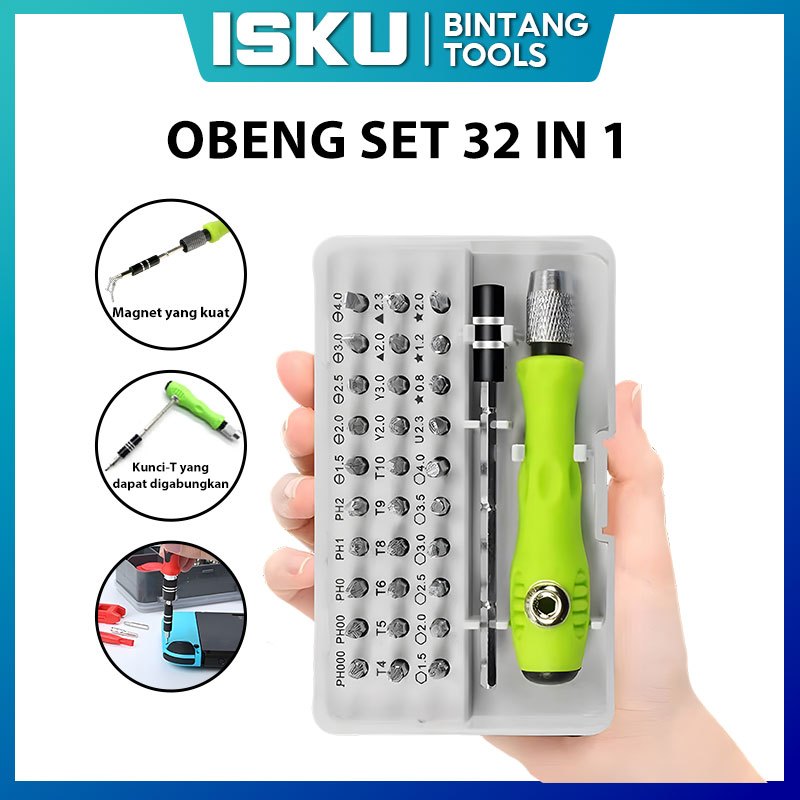 Jual ISKU Obeng Set 32 In 1 Obeng Hp Set Obeng Manual Lengkap Kecil Dan ...