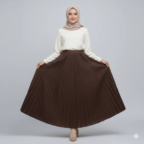Rok Plisket Panjang Wanita Korean Style Premium Maxi Skirt Polos Jumbo Bahan Mongle Mayung Flare