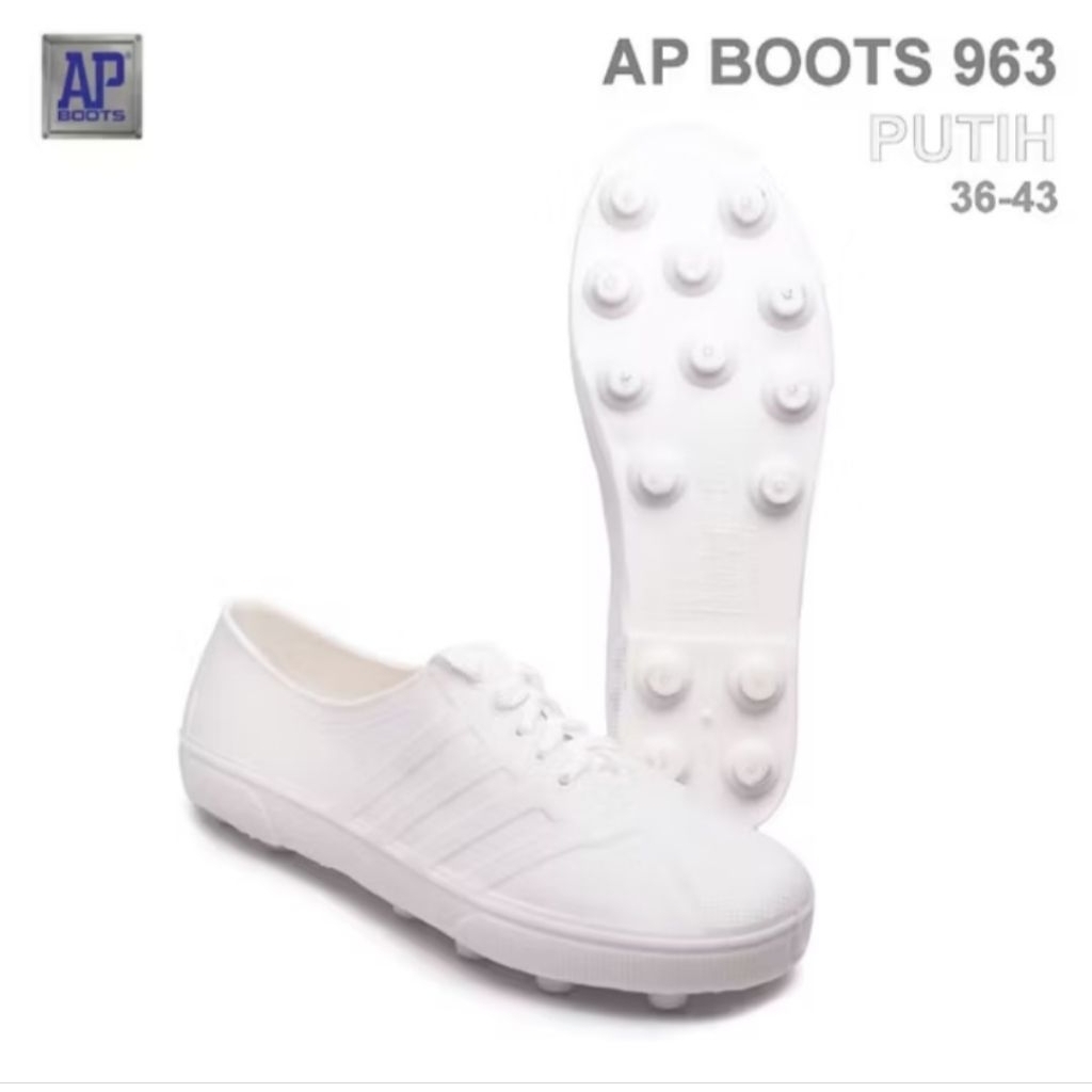 SEPATU KARET AP 963 WHITE 37-43 - SEPATU KARET BOLA PUTIH - AP BOOT sepatu perkebunan pertanian proyek