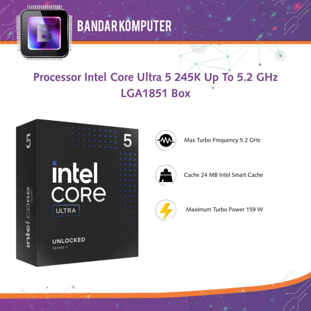 MICRO INTEL CORE ULTRA 5 245K 5.20GHZ LGA1851 S/VENTILADOR BOX - miniatura 4