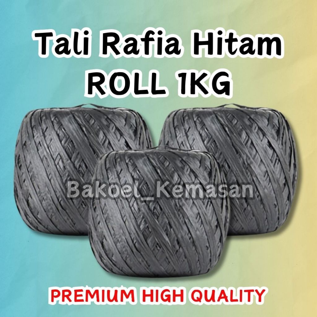 Jual [1KG] Tali Rafia Hitam / Tali Packing Pengikat Barang Kuat Anti ...