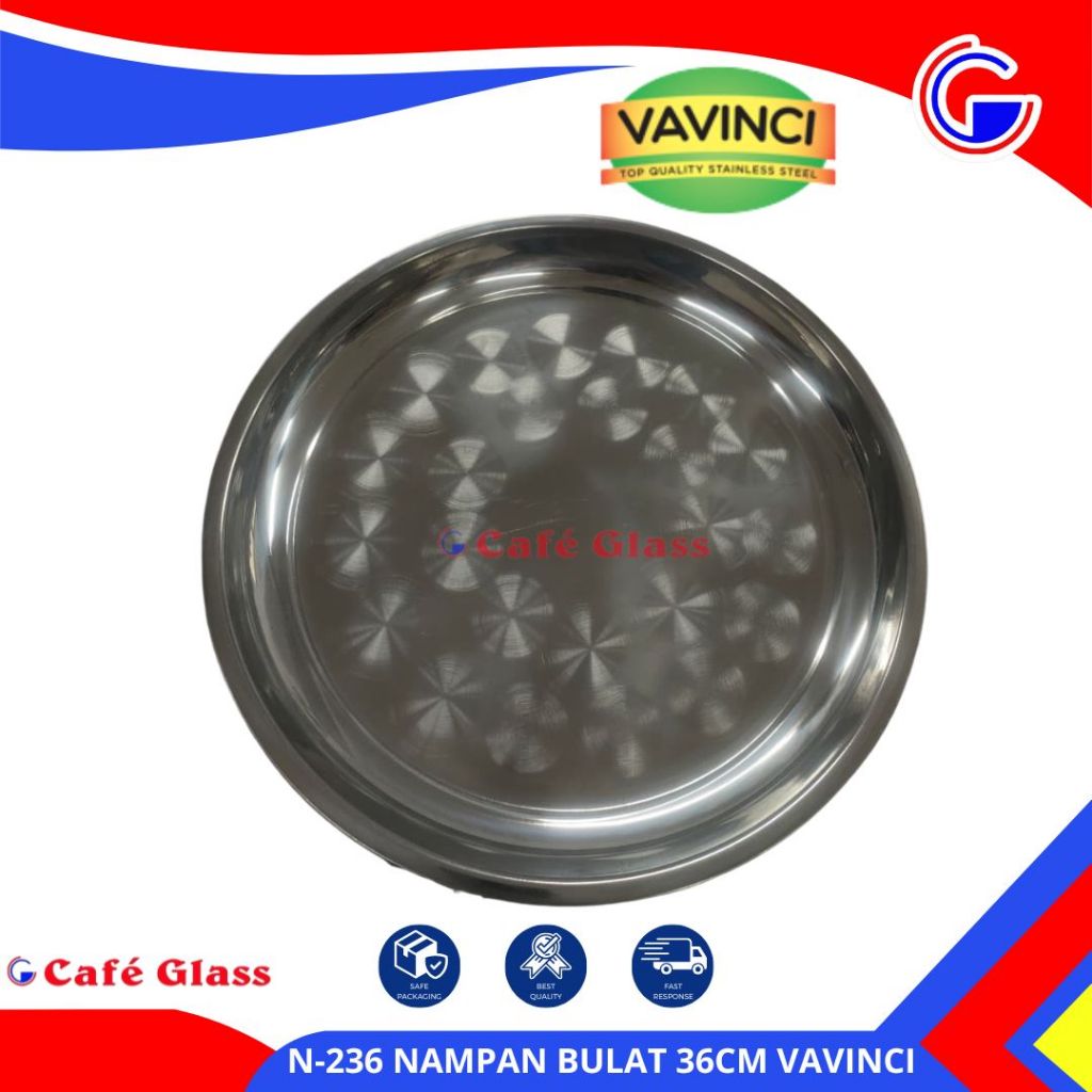Nampan Bulat Stainless 36Cm Vavinci / Baki Bulat Stainless Medium / (N-236)