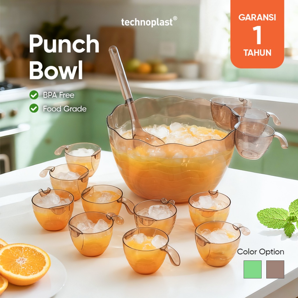 Technoplast Lovelo Punch Bowl Set | Mangkuk Es Buah Tempat Mangkok Besar Sop Bpa - foto 1
