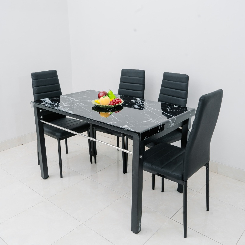 Jual Set Meja Makan 4 Kursi Kaca Semi Tempered Glass Meja Makan Modern ...