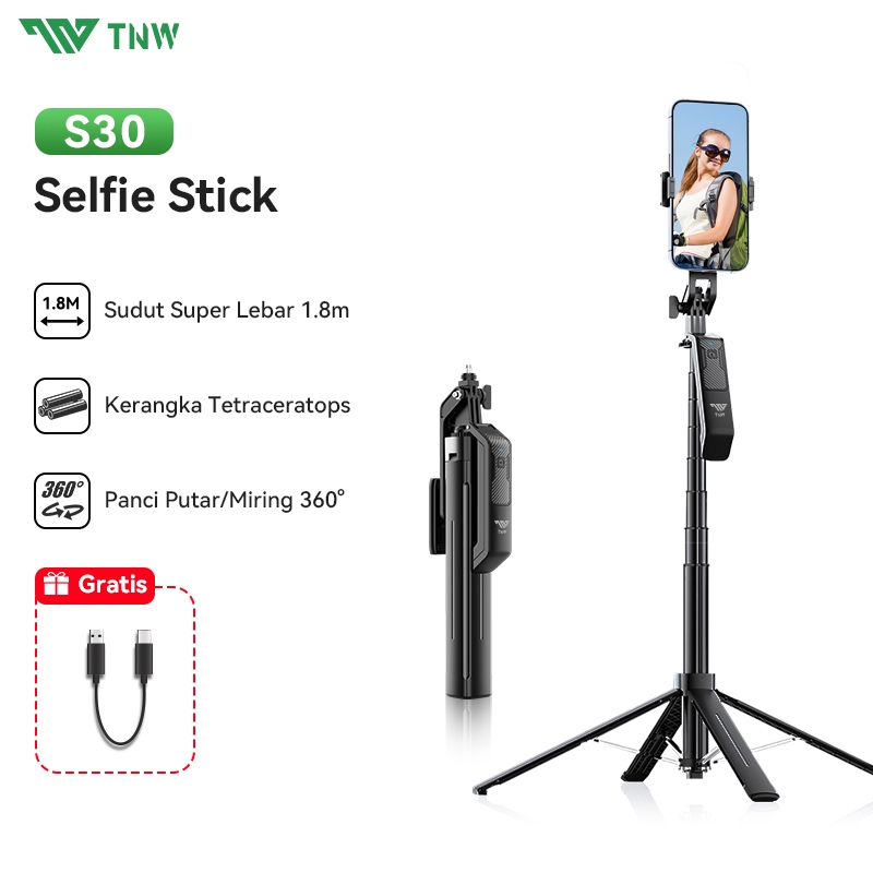 Jual TNW S30 180CM Tongsis Tripod Bluetooth Selfie Stick Hand ...
