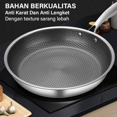 Jual Fry Wok Pan Hitam Besar Gagang Stainless Tebal Murah Induksi Anti ...