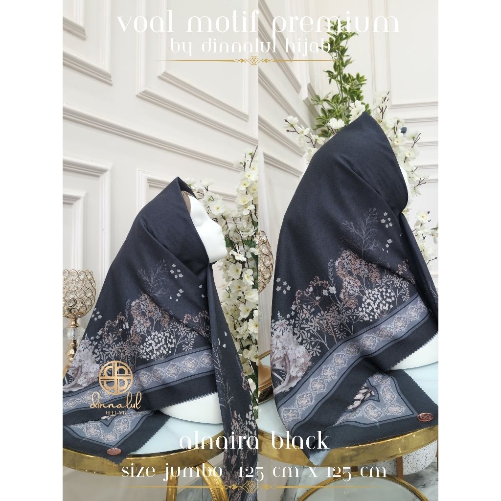 Hijab Segiempat Voal Motif SYAR'I WITH BOX By Dinnalulhijab