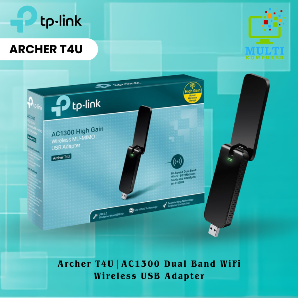 Jual TP-LinK Archer T4U AC1300 Wireless Dual Band USB Adapter | Shopee ...