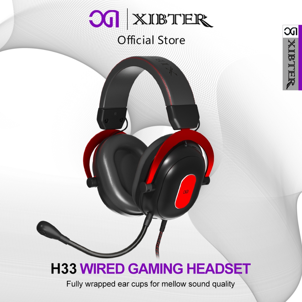 Jual XIBTER H33 Headset Gaming Wired-Black-Red Noise Cancelling Leather ...