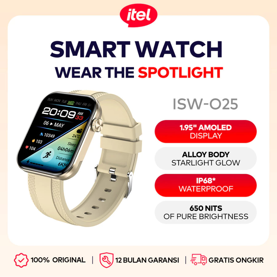 Jual Itel O25 Smartwatch AMOLED IP68 AI Display | Shopee Indonesia