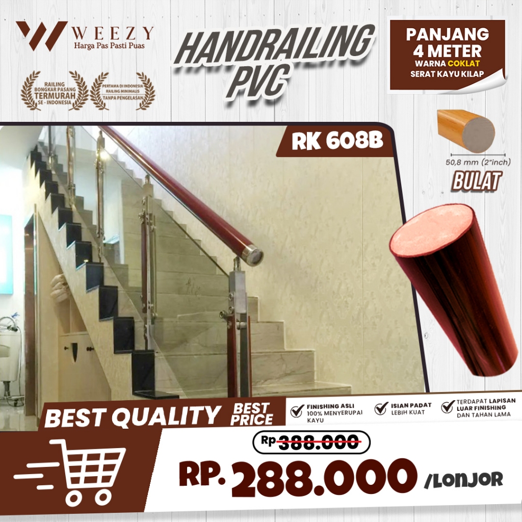 Jual NEW Weezy Handrailing PVC Profil Bulat 608B 4 METER | Shopee Indonesia