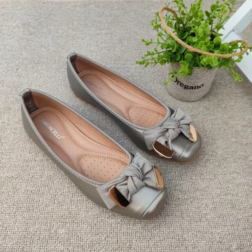Simoncelli Sepatu Flat Wanita Pita Sepatu Wanita Sepatu Korea Flatshoes Kerja Hitam Sepatu