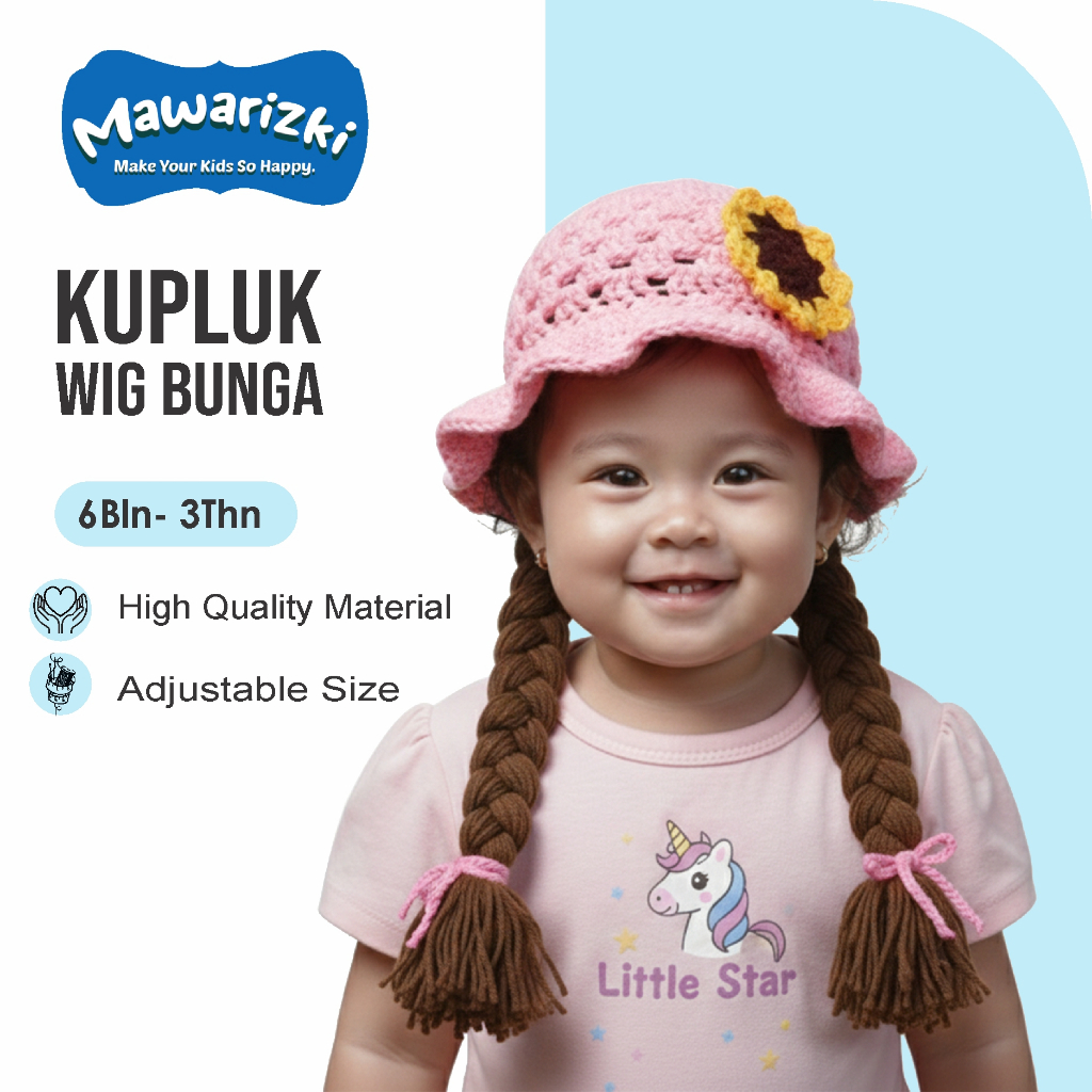 Jual Topi Renda Wig Rambut Kepang Anak Motif Bunga dan Vita Merah ...