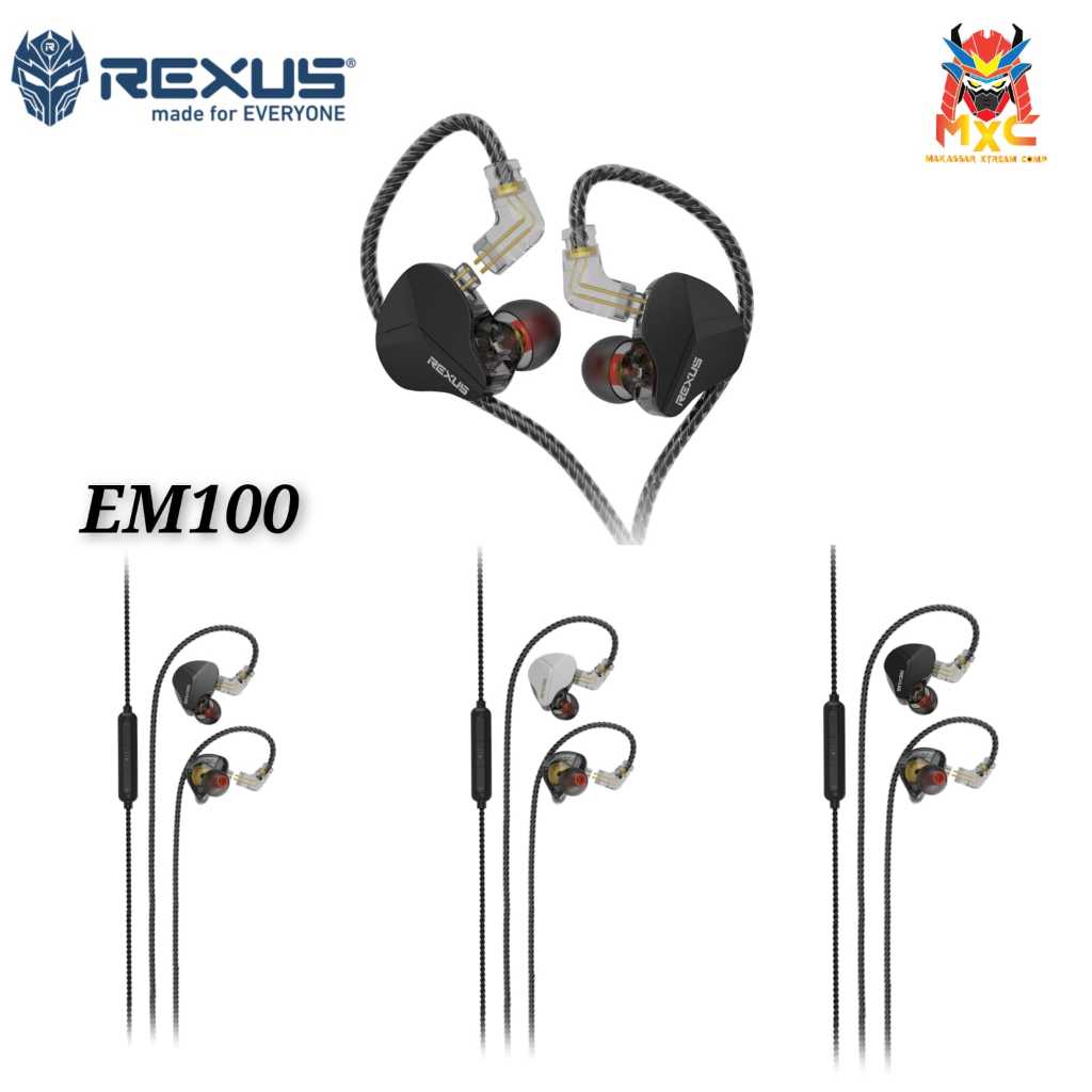 Jual Earphone Rexus EM100 In Ear Monitor Earphone 10mm Dynamic Driver ...
