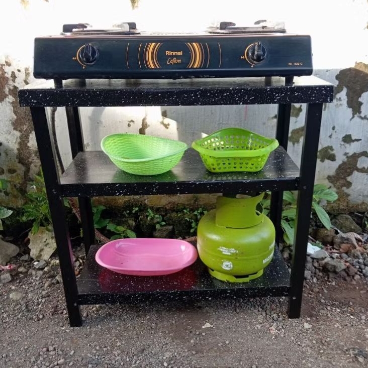 Jual meja kompor gas 2 tungku rak 3 susun | Shopee Indonesia