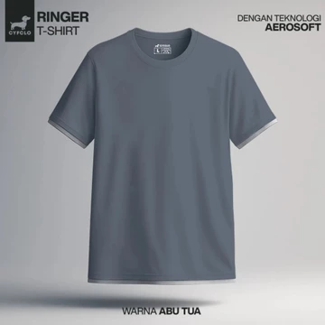 CYFCLO Kaos Polos Ringer Tebal Full Katun Combed 24s Nyaman Dipakai Anti Gerah Reguler Plain