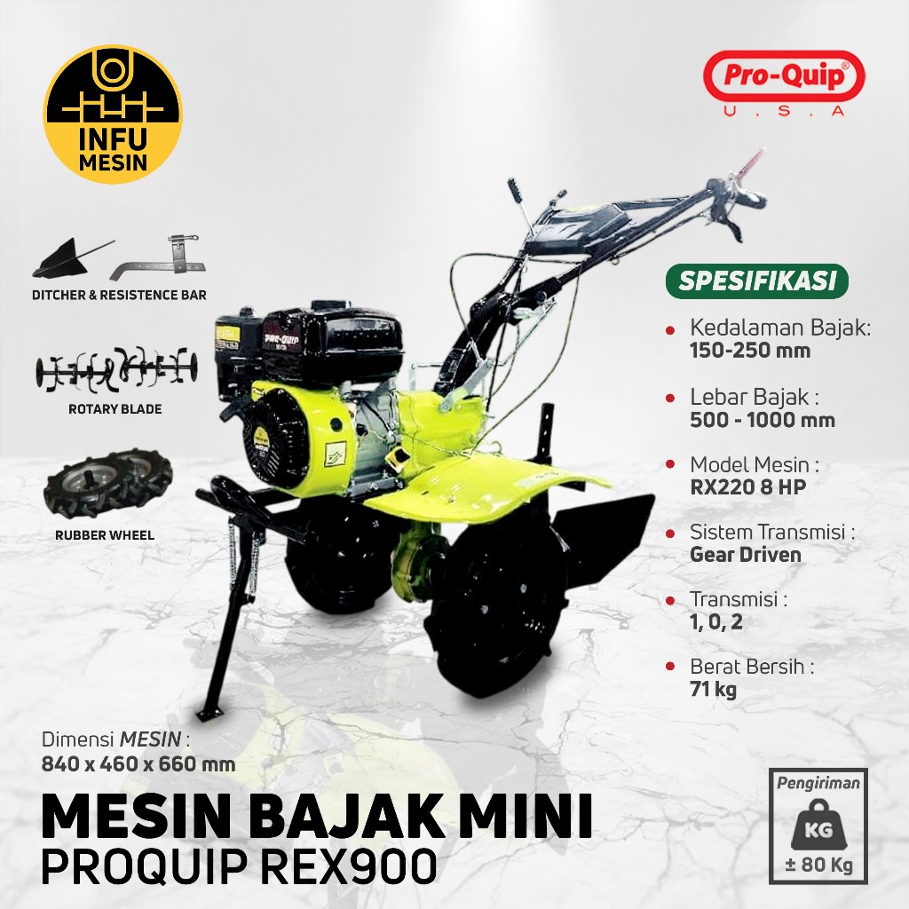 Jual MINI TILLER MESIN BAJAK SAWAH MINI PROQUIP REX900 CULTIVATOR ...