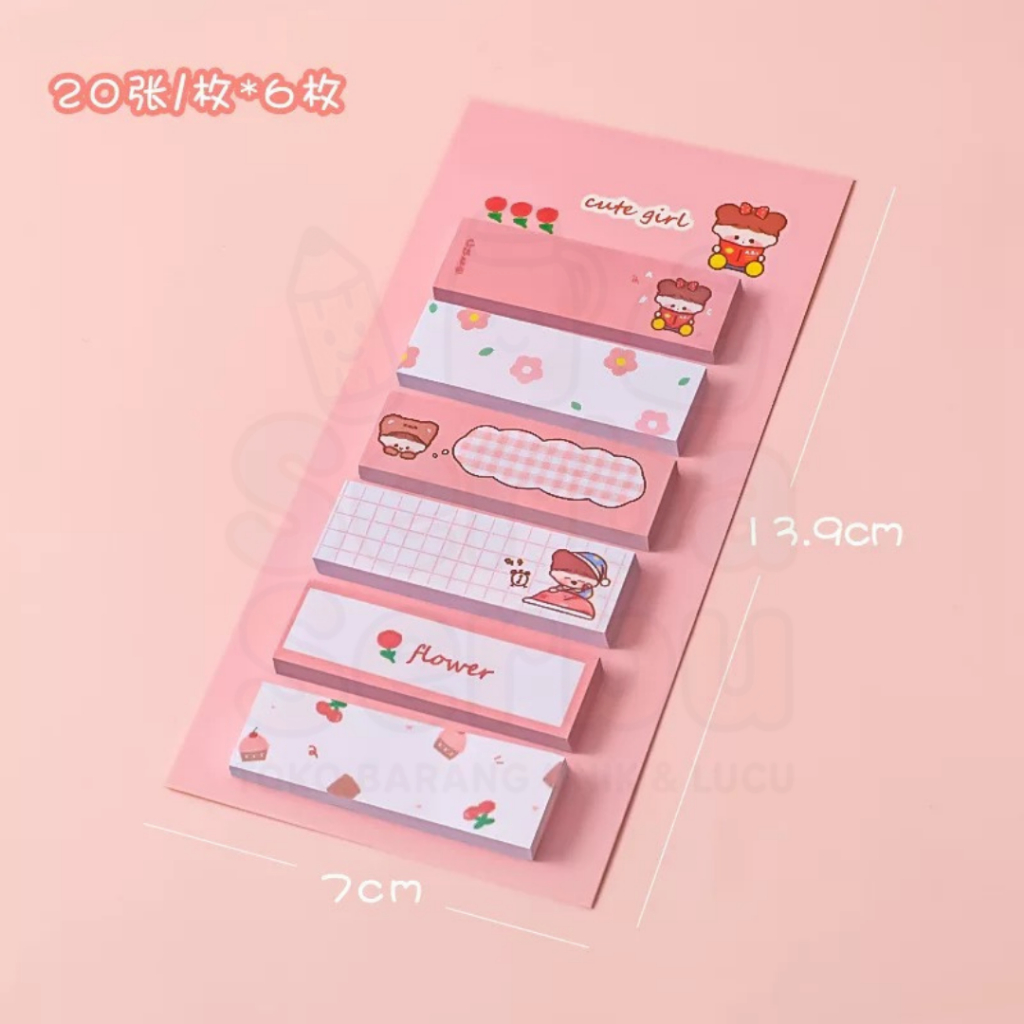 Jual STICKY NOTES KARTUN 6 IN 1 PEMBATAS BUKU KARAKTER LUCU ISI 120 ...