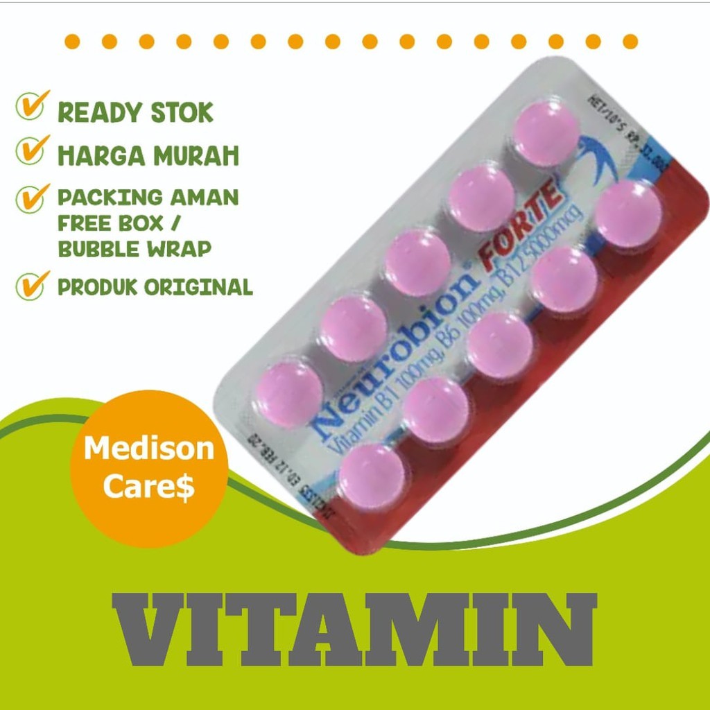 Jual neurobion forte 5000 merah vitamin b1 b6 b12 | per strip isi 10 ...