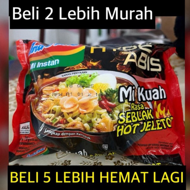 Jual INDOMIE HYPE ABIS MI KUAH RASA SEBLAK HOT JELETOT 75GR (BELI 2 ...