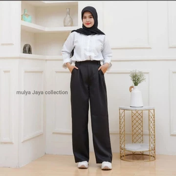Losse Pants Trousers Celana Kerja Masa Kini Celana Wanita Kantor Kulot Populer Celana Higwist