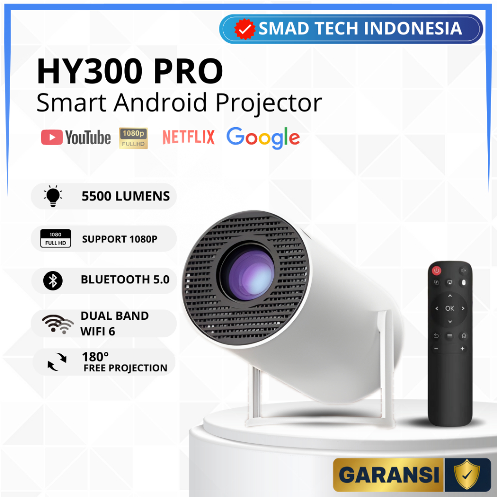 Jual HY300 PLUS RAM 2/16GB Portable 5500 Lumens Android 11 Proyektor ...