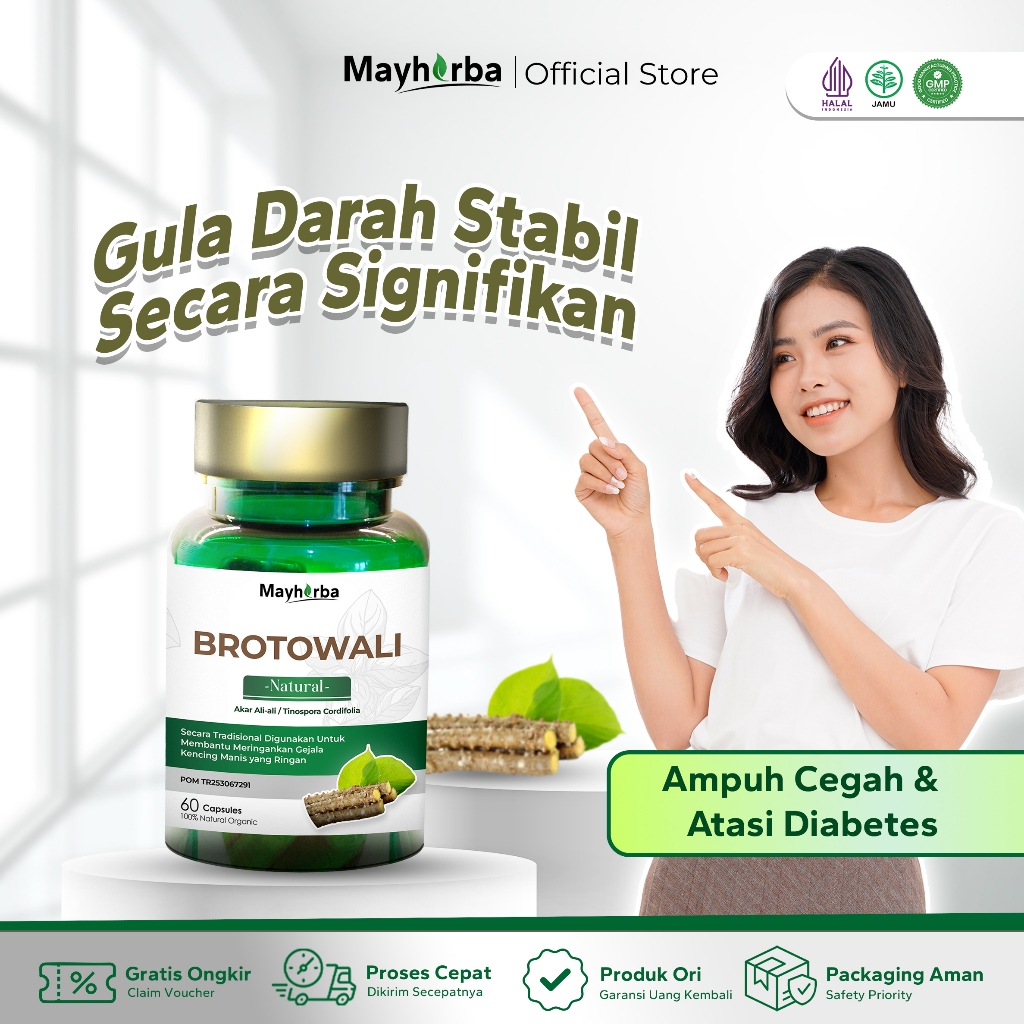 Glimthy Mayherba Kapsul Brotowali Herbal Diabetes Kencing Manis Turunkan Gula Darah Tinggi Kolesterol Asam Urat