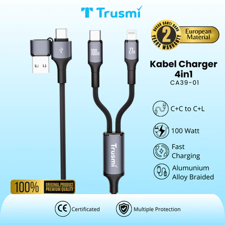 Cable 4in1 (Type-C+C to C+L) PVC+Aluminum Alloy 1.2M