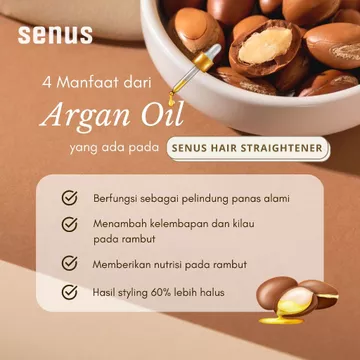 Senus Hair Straightener Catokan Pelurus Rambut Ceramic Plate Dengan Minyak Argan