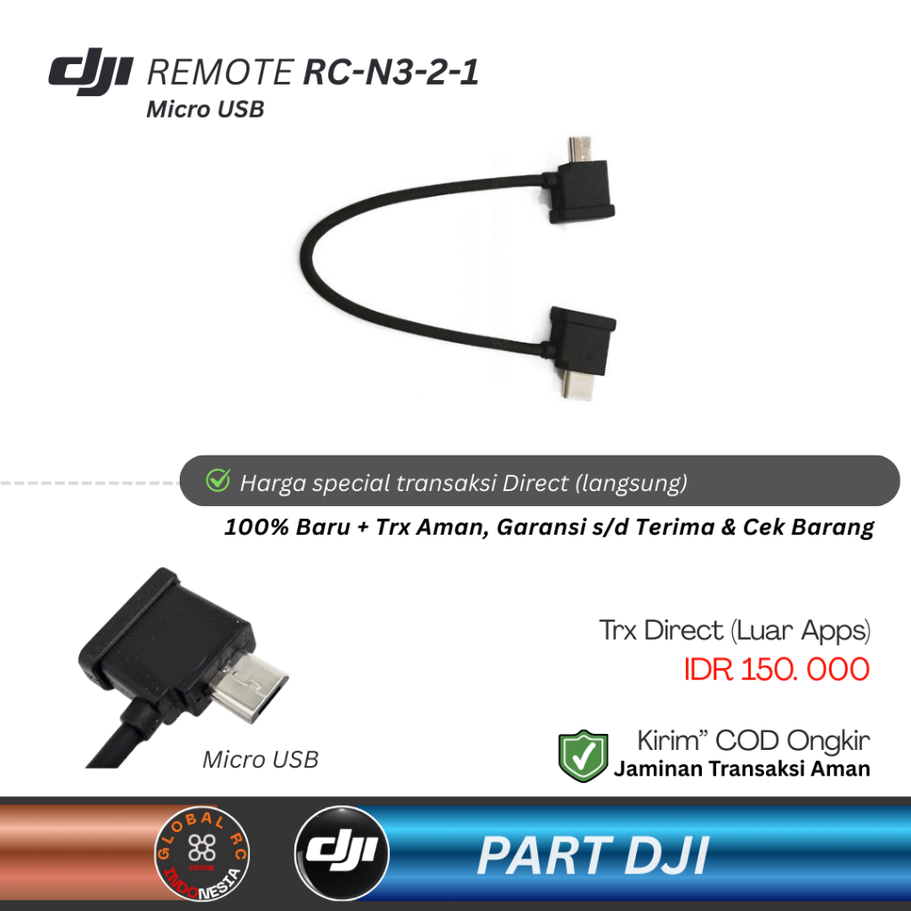 Jual Cabutan Cable OTG DJI Remote Controller for Mini 2/3/4 Dji RCN3 ...