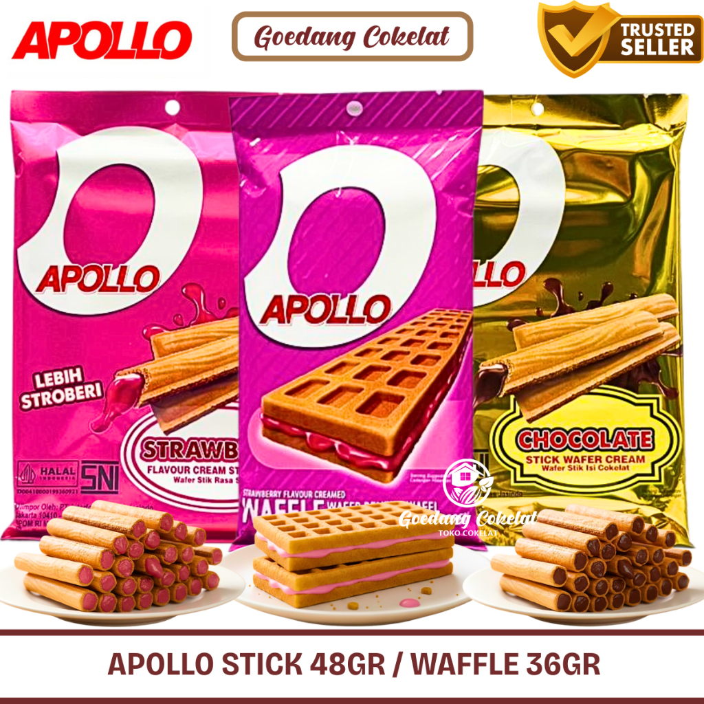 Jual Apollo Wafer Stick & Waffle Sandwich Rasa Cokelat Stroberi Manis ...