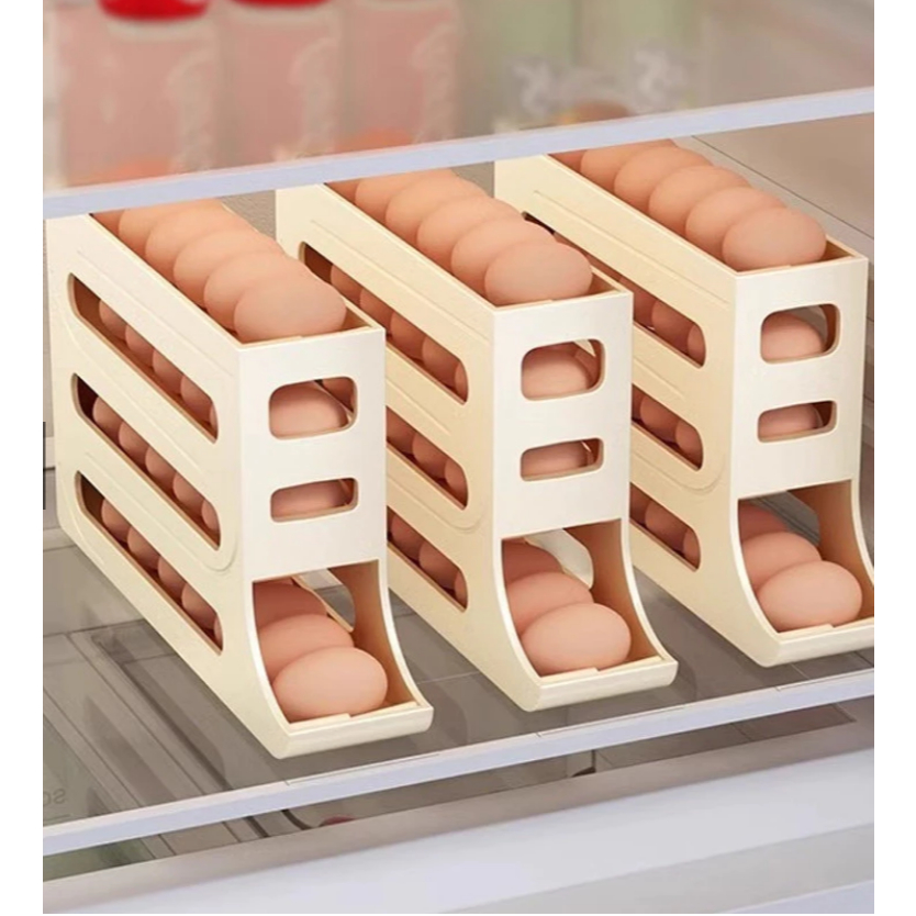Jual Tempat Telur Ayam Kulkas 4 Tingkat Bergulir Otomatis Kotak ...