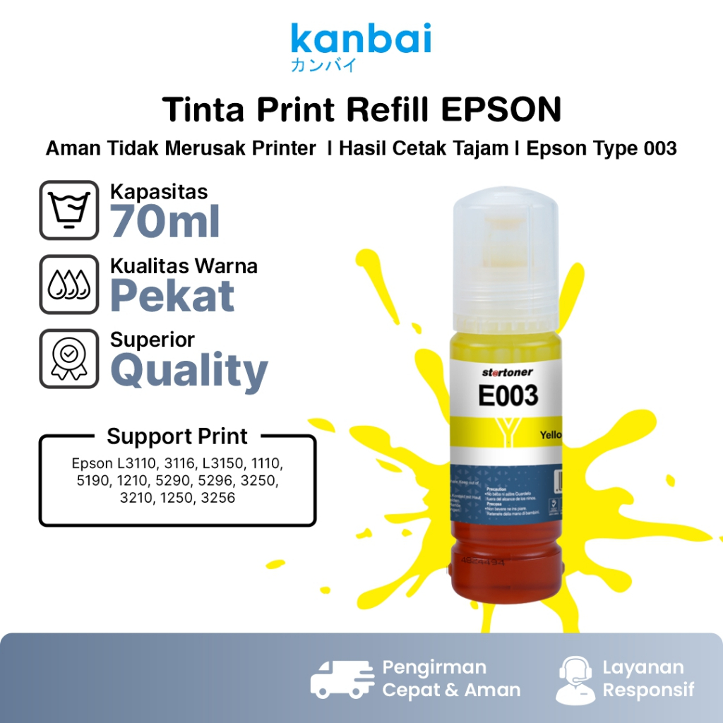 Jual Tinta Printer Epson 003 Kuning L3110 / L3150 / 5296 / 1110 ...