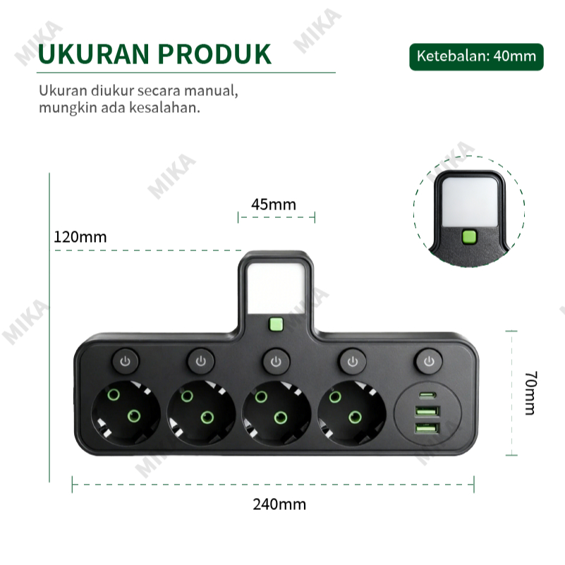 Jual 2500W Stop kontak Multi Outlets Expander EU Plug Power Strip Home ...