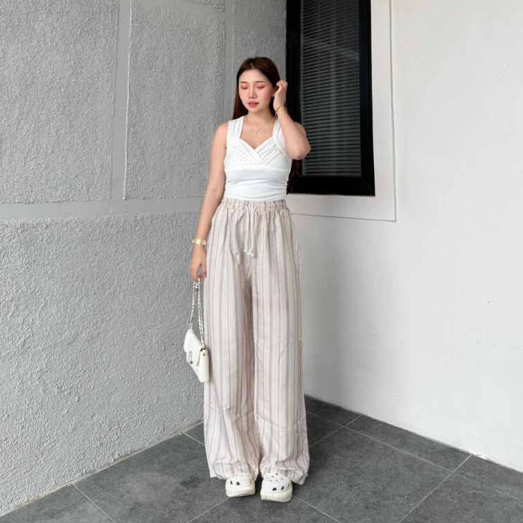 Celanakudot - Everyday Pants Strip Celana Panjang Wanita Baggy Kantor Kuliah Kul - foto 5