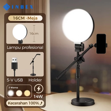 Rotasi 360° INBEX IPL16 Ringlight Lampu Bulat 3in1 Tripod Kamera Holder HP Stand Lighting