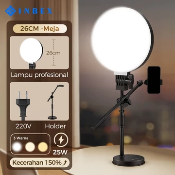 Rotasi 360° INBEX IPL16 Ringlight Lampu Bulat 3in1 Tripod Kamera Holder HP Stand Lighting